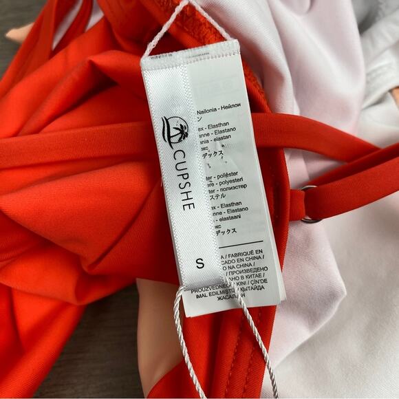 Cupshe Orange Colorblock One Piece Swimsuit Sz.S NWT - Picture 5 of 14